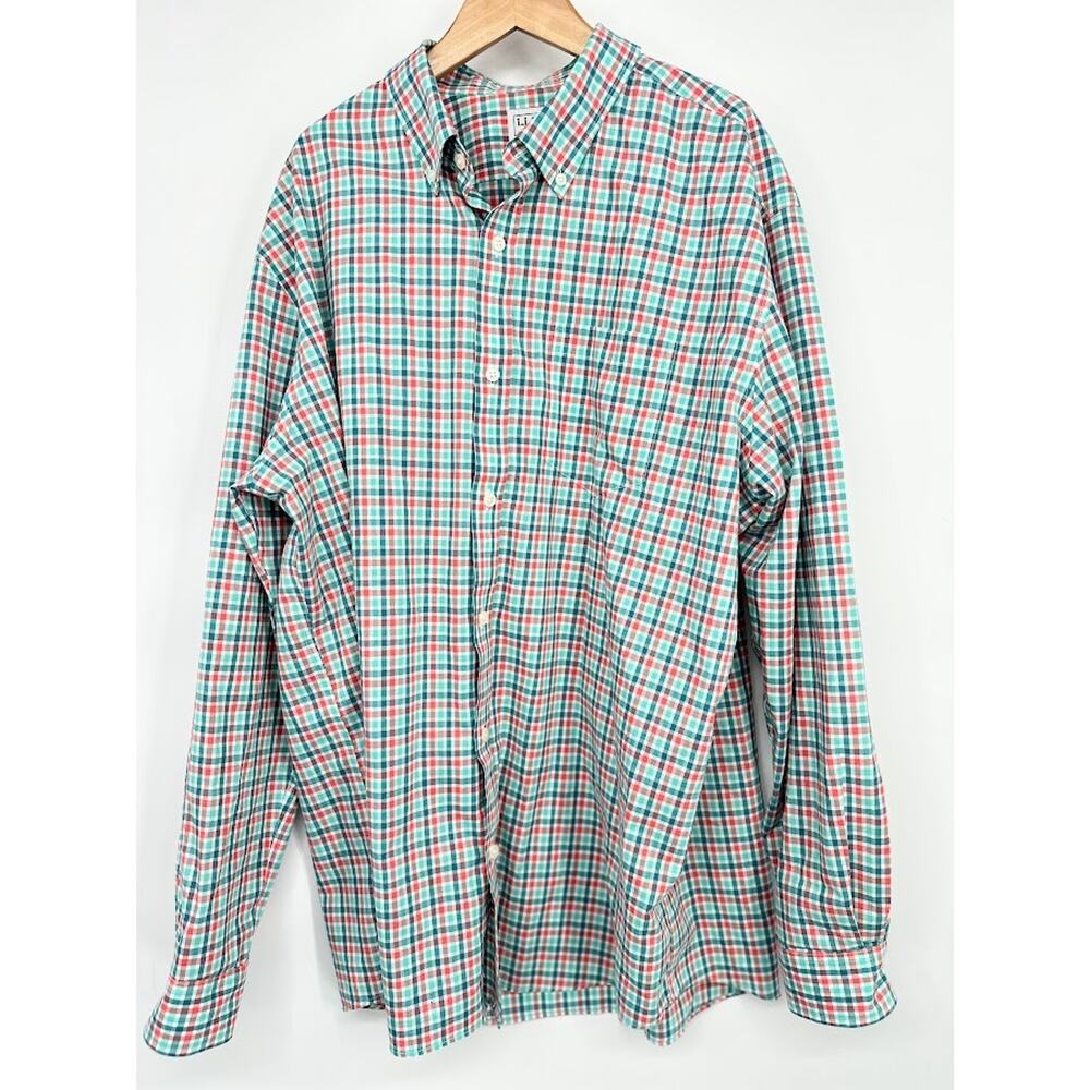 LL Bean Mens Button Down Shirt Slightly Fitted Size XL Check Plaid Office Preppy